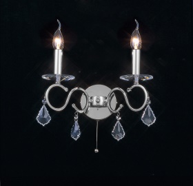 Torino Polished Chrome Crystal Wall Lights Diyas Armed Wall Lights
